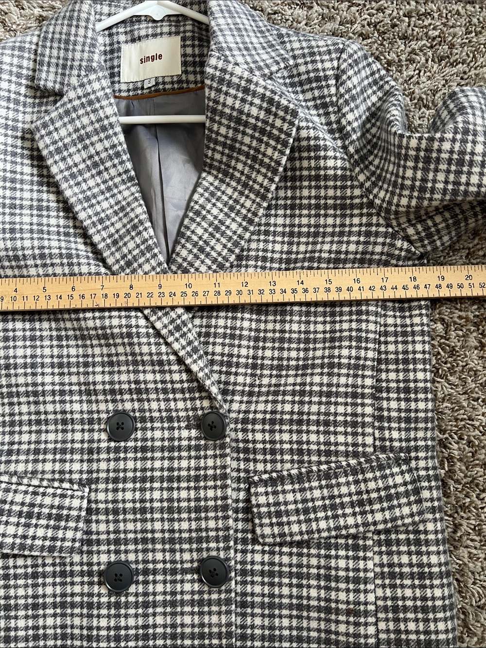Like New! SINGLE Double-Breasted Blazer Cotton Blend Blk/Wht Size S - Picture 11 of 11